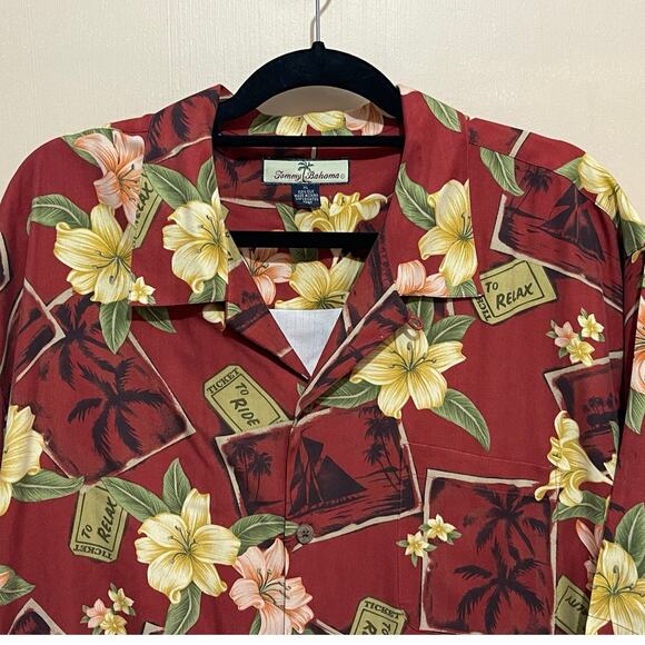 TOMMY‎ BAHAMA Mens Silk Ticket to Relax Tropical Hawaiian Camp Casual Shirt XL - Picture 2 of 10
